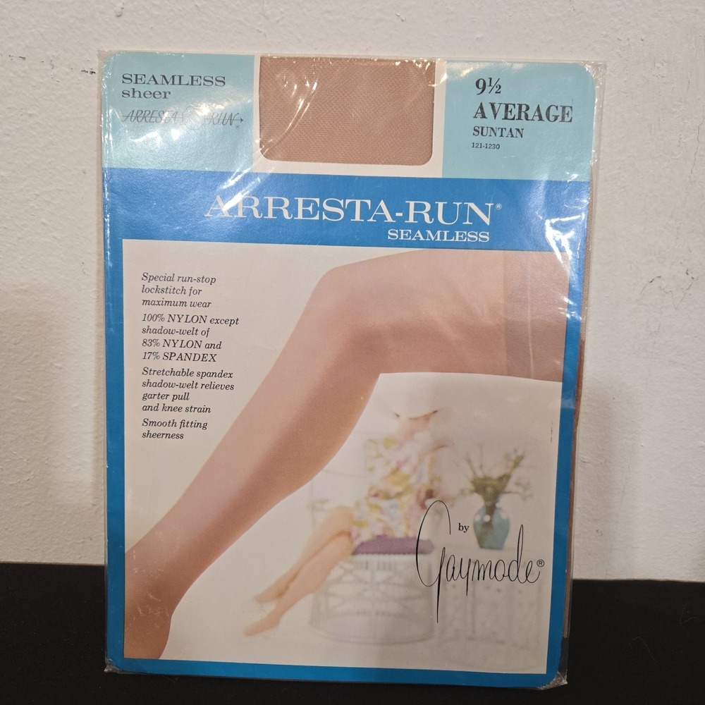 Vintage Arresta-run Seamless Stockings Size 9.5 Average Suntan